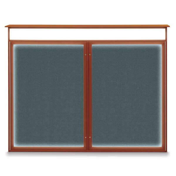 United Visual Products Double Door Enclosed Indoor Letterboard UV1126-SATIN-BLUE - main